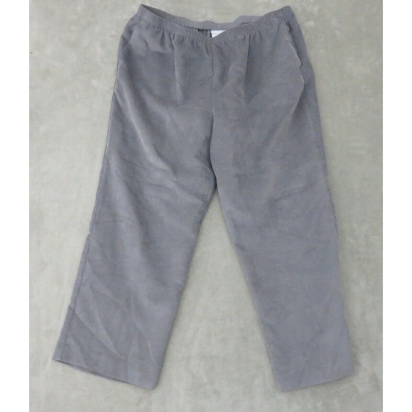 Alfred Dunner Pants - Alfred Dunner Woman Gray Corduroy Pull On Pants Plus‎ Size 20W Straight Elastic
